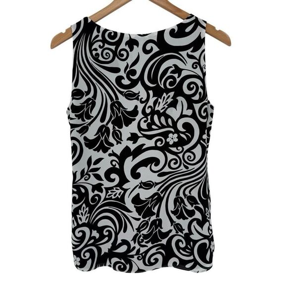 Chico's Reversible Tank Top Black White Scroll Print Women Small 4/6 NEW - Picture 2 of 5